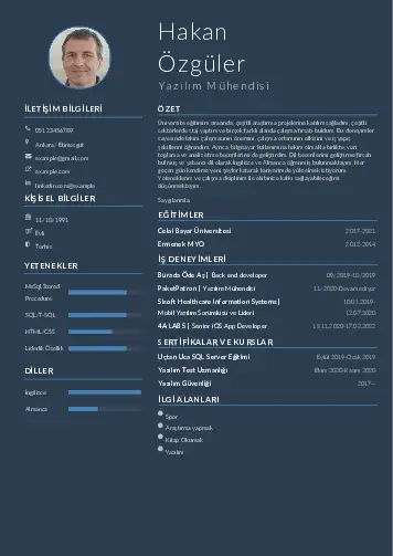 Yazılım Mühendisi Cv Örnekleri cv indir